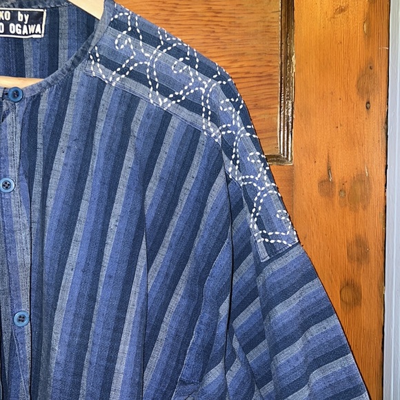 Hiroko Ogawa Sashiko indigo blue top handmade vintage denim blue Vintage - Picture 3 of 8